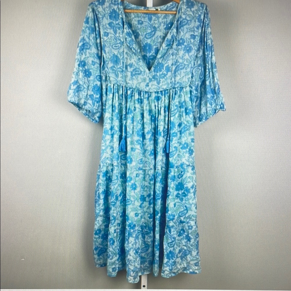 Floral Blue Midi Dress